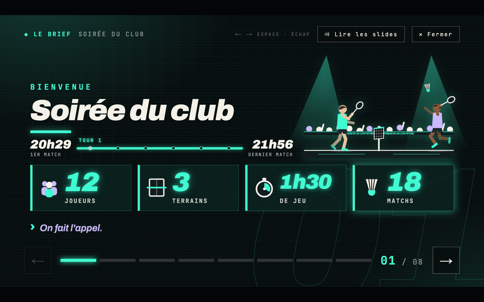 La slide d'accueil du brief
